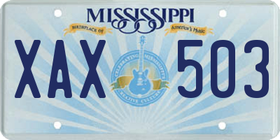 MS license plate XAX503