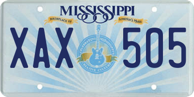 MS license plate XAX505