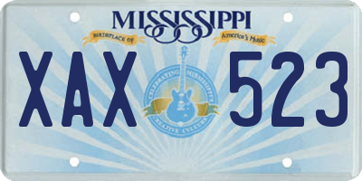 MS license plate XAX523
