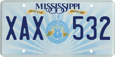 MS license plate XAX532