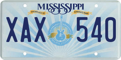 MS license plate XAX540