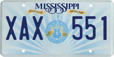 MS license plate XAX551