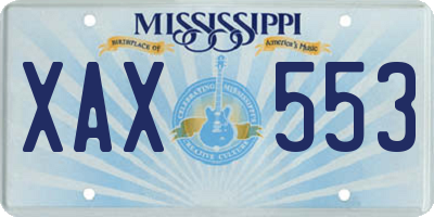 MS license plate XAX553