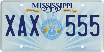 MS license plate XAX555