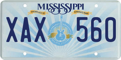 MS license plate XAX560