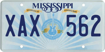 MS license plate XAX562