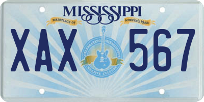 MS license plate XAX567