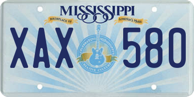 MS license plate XAX580