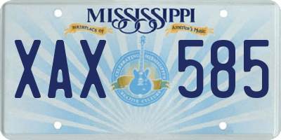 MS license plate XAX585