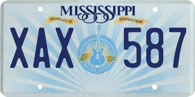 MS license plate XAX587