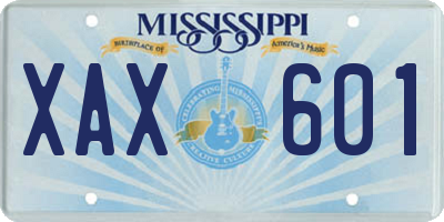 MS license plate XAX601