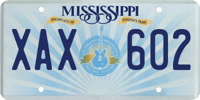 MS license plate XAX602
