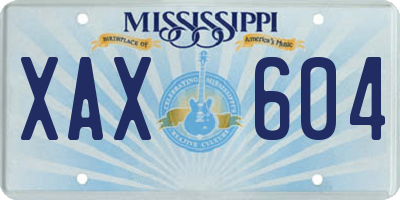 MS license plate XAX604