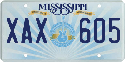 MS license plate XAX605