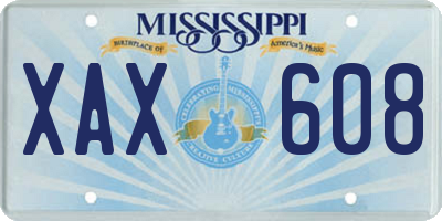 MS license plate XAX608