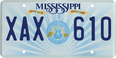 MS license plate XAX610