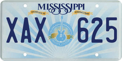 MS license plate XAX625