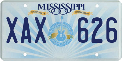 MS license plate XAX626