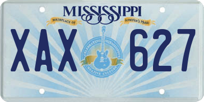 MS license plate XAX627