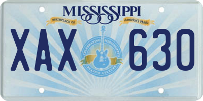 MS license plate XAX630