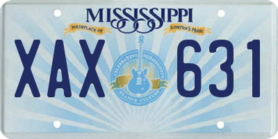 MS license plate XAX631