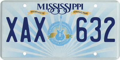 MS license plate XAX632