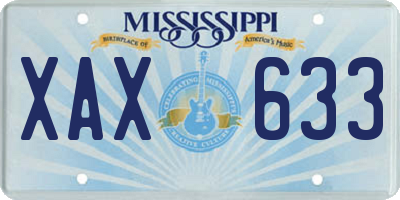 MS license plate XAX633