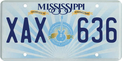 MS license plate XAX636