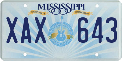 MS license plate XAX643