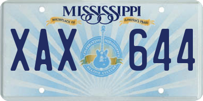 MS license plate XAX644