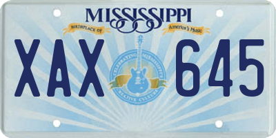 MS license plate XAX645