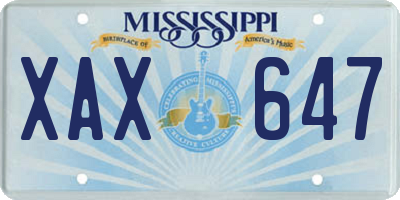 MS license plate XAX647