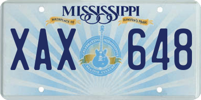 MS license plate XAX648