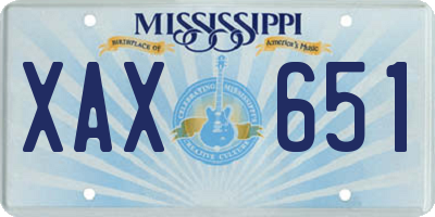 MS license plate XAX651