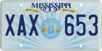MS license plate XAX653