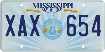 MS license plate XAX654