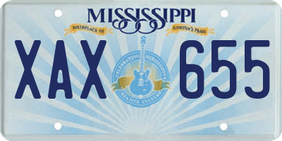 MS license plate XAX655