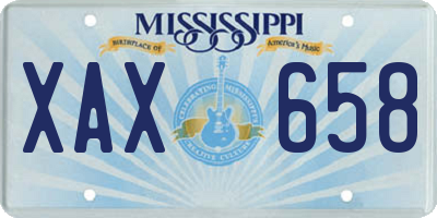 MS license plate XAX658