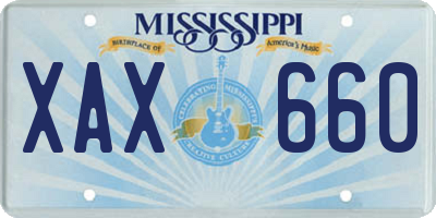 MS license plate XAX660