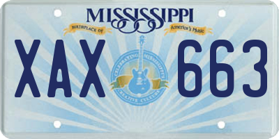 MS license plate XAX663