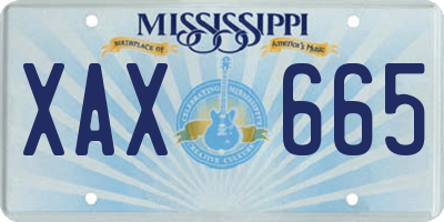 MS license plate XAX665