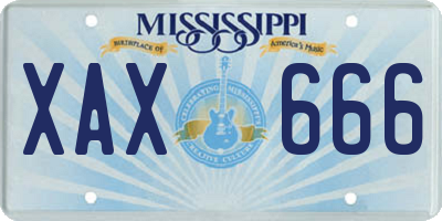 MS license plate XAX666