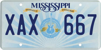 MS license plate XAX667