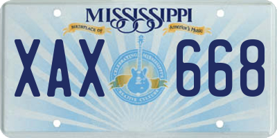 MS license plate XAX668