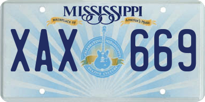 MS license plate XAX669