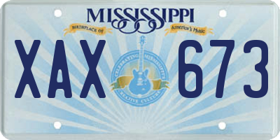 MS license plate XAX673