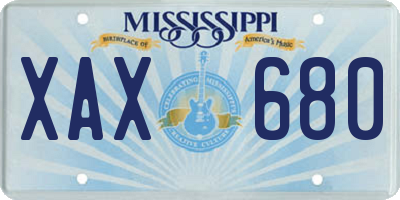 MS license plate XAX680