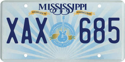 MS license plate XAX685