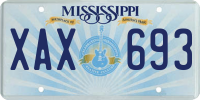 MS license plate XAX693