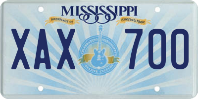 MS license plate XAX700